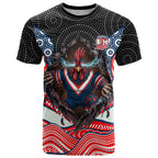 Sydney Roosters T Shirt The Scream of Lightning Eyes - Indigenous Dot Ripping Effect