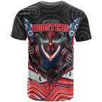 Sydney Roosters T Shirt The Scream of Lightning Eyes - Indigenous Dot Ripping Effect