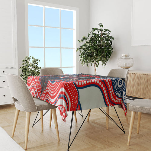 Sydney Roosters Tablecloth The Scream of Lightning Eyes - Indigenous Dot Ripping Effect