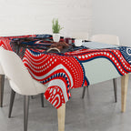 Sydney Roosters Tablecloth The Scream of Lightning Eyes - Indigenous Dot Ripping Effect