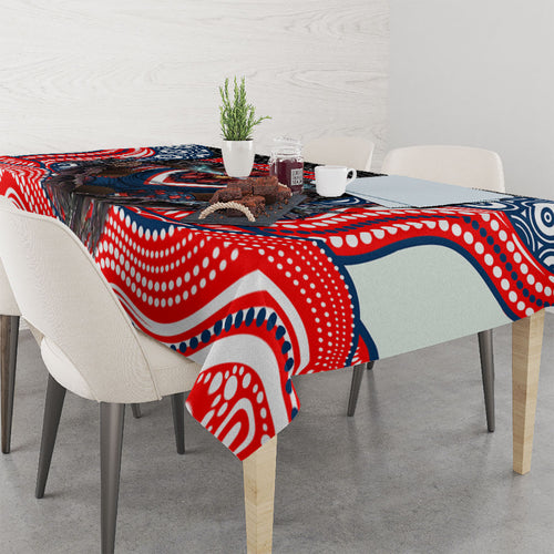 Sydney Roosters Tablecloth The Scream of Lightning Eyes - Indigenous Dot Ripping Effect