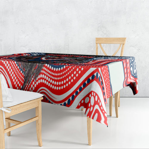 Sydney Roosters Tablecloth The Scream of Lightning Eyes - Indigenous Dot Ripping Effect