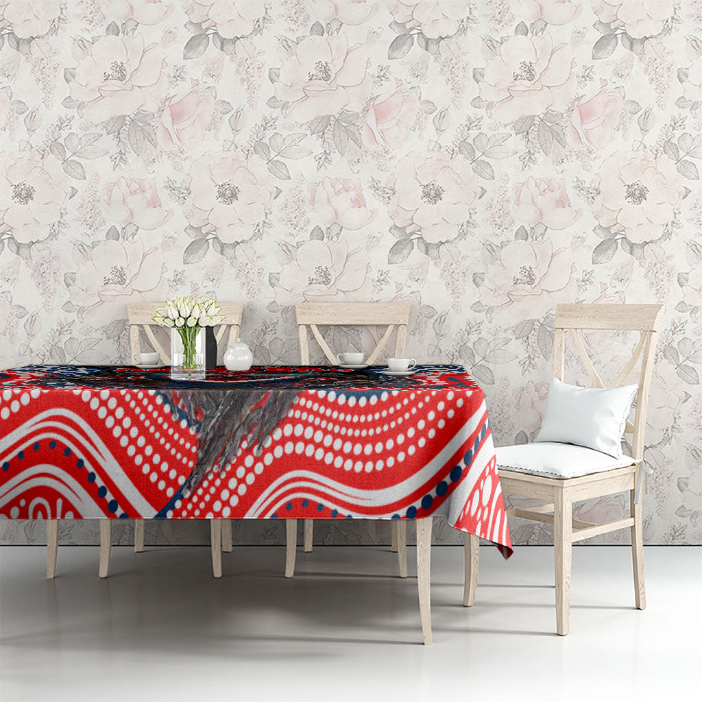 Sydney Roosters Tablecloth The Scream of Lightning Eyes - Indigenous Dot Ripping Effect