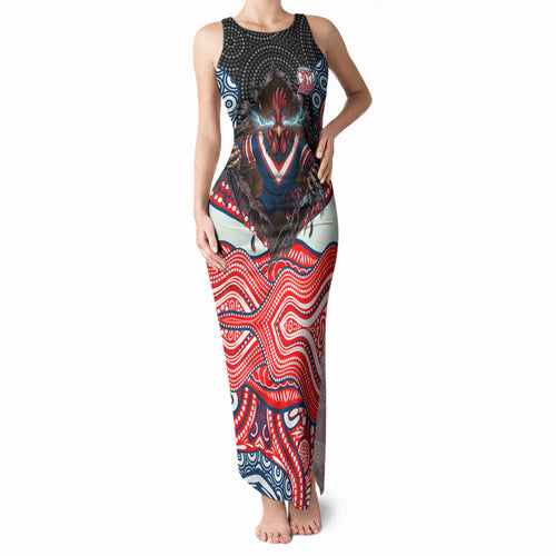 Sydney Roosters Tank Maxi Dress The Scream of Lightning Eyes - Indigenous Dot Ripping Effect