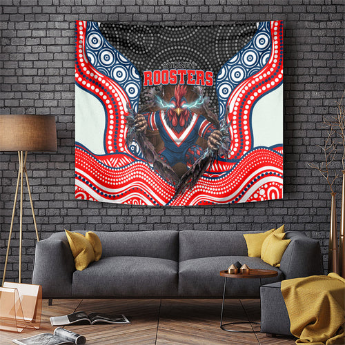 Sydney Roosters Tapestry The Scream of Lightning Eyes - Indigenous Dot Ripping Effect