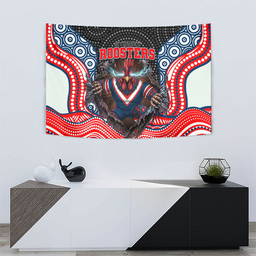 Sydney Roosters Tapestry The Scream of Lightning Eyes - Indigenous Dot Ripping Effect