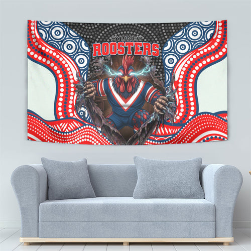 Sydney Roosters Tapestry The Scream of Lightning Eyes - Indigenous Dot Ripping Effect
