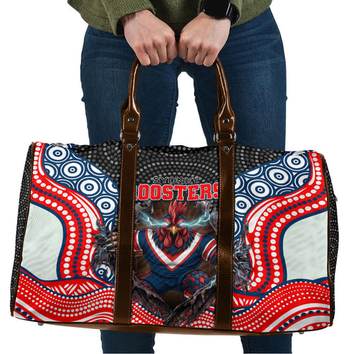 Sydney Roosters Travel Bag The Scream of Lightning Eyes - Indigenous Dot Ripping Effect