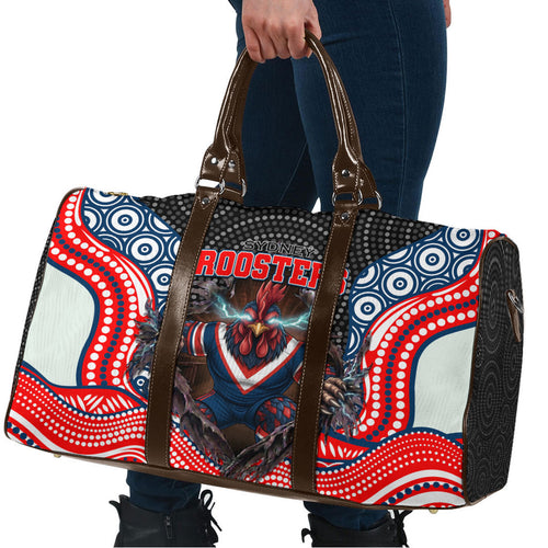 Sydney Roosters Travel Bag The Scream of Lightning Eyes - Indigenous Dot Ripping Effect
