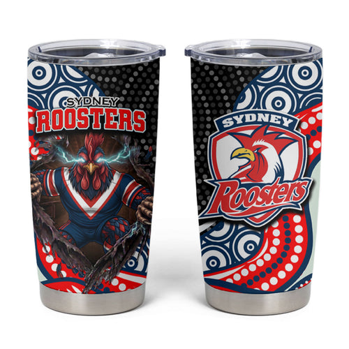 Sydney Roosters Tumbler Cup The Scream of Lightning Eyes - Indigenous Dot Ripping Effect