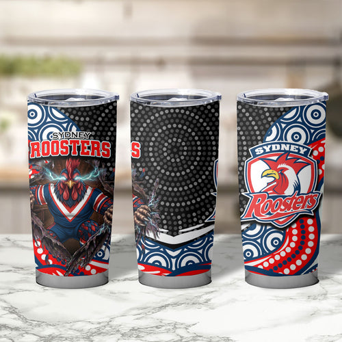 Sydney Roosters Tumbler Cup The Scream of Lightning Eyes - Indigenous Dot Ripping Effect