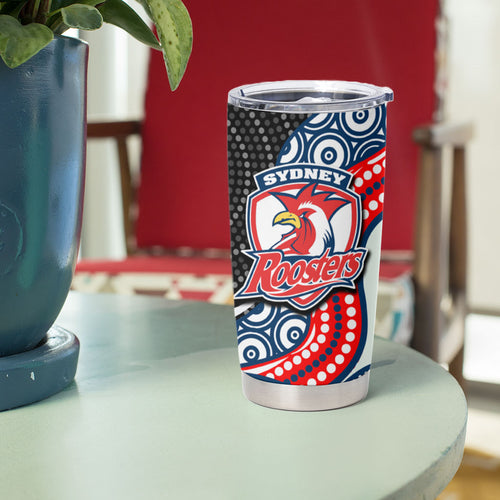 Sydney Roosters Tumbler Cup The Scream of Lightning Eyes - Indigenous Dot Ripping Effect