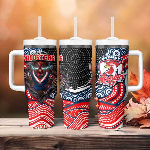 Sydney Roosters Tumbler With Handle The Scream of Lightning Eyes - Indigenous Dot Ripping Effect