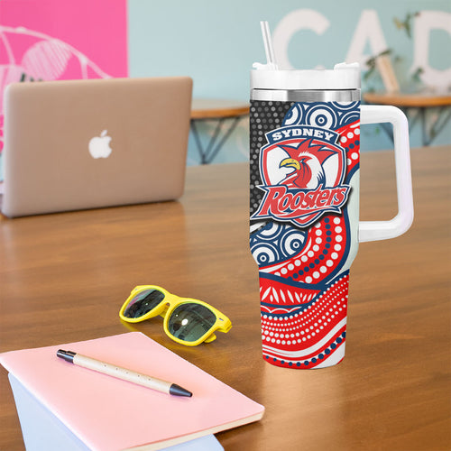 Sydney Roosters Tumbler With Handle The Scream of Lightning Eyes - Indigenous Dot Ripping Effect