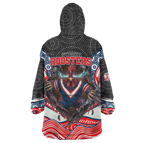 Sydney Roosters Wearable Blanket Hoodie The Scream of Lightning Eyes - Indigenous Dot Ripping Effect