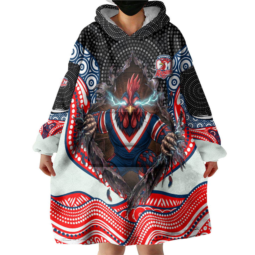 Sydney Roosters Wearable Blanket Hoodie The Scream of Lightning Eyes - Indigenous Dot Ripping Effect