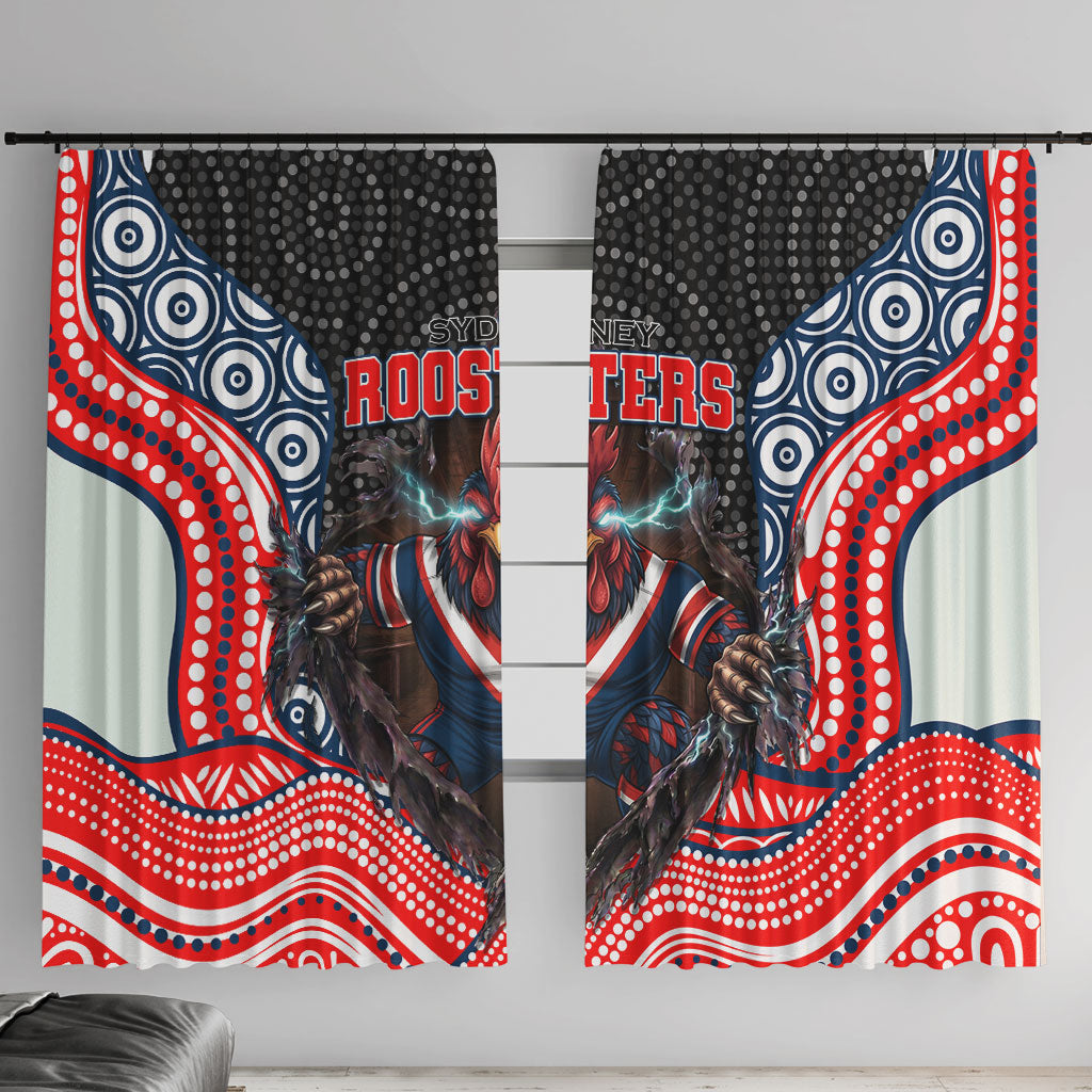 Sydney Roosters Window Curtain The Scream of Lightning Eyes - Indigenous Dot Ripping Effect