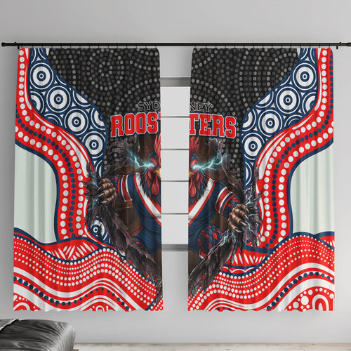 Sydney Roosters Window Curtain The Scream of Lightning Eyes - Indigenous Dot Ripping Effect
