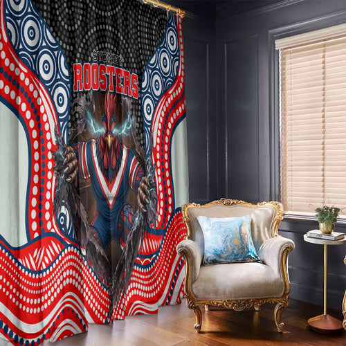 Sydney Roosters Window Curtain The Scream of Lightning Eyes - Indigenous Dot Ripping Effect