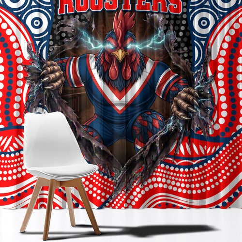 Sydney Roosters Window Curtain The Scream of Lightning Eyes - Indigenous Dot Ripping Effect