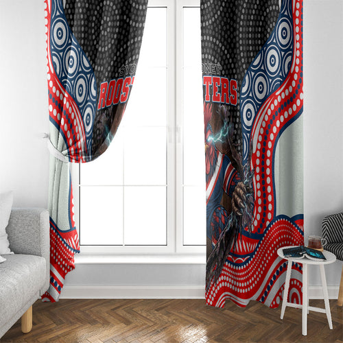 Sydney Roosters Window Curtain The Scream of Lightning Eyes - Indigenous Dot Ripping Effect