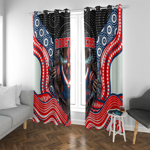 Sydney Roosters Window Curtain The Scream of Lightning Eyes - Indigenous Dot Ripping Effect