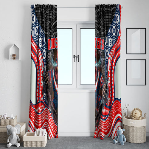 Sydney Roosters Window Curtain The Scream of Lightning Eyes - Indigenous Dot Ripping Effect