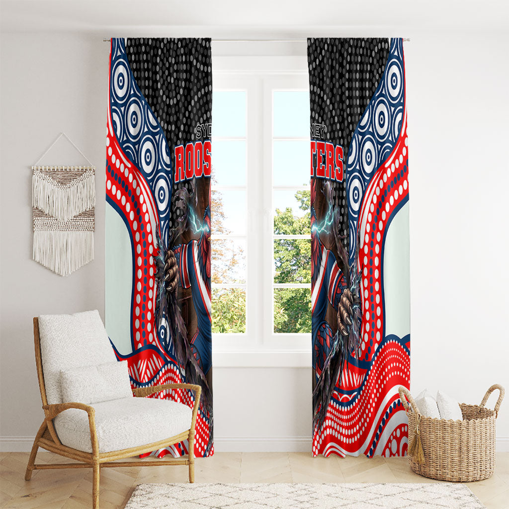 Sydney Roosters Window Curtain The Scream of Lightning Eyes - Indigenous Dot Ripping Effect