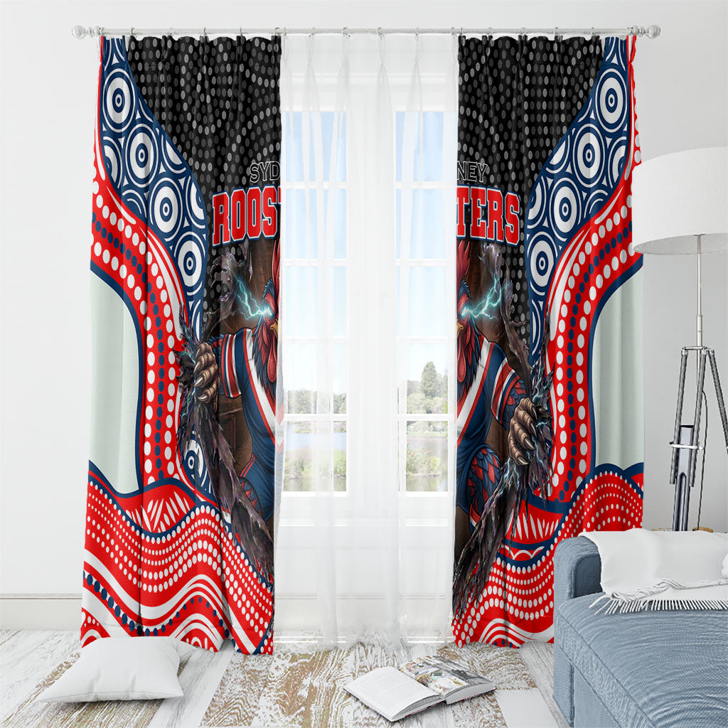 Sydney Roosters Window Curtain The Scream of Lightning Eyes - Indigenous Dot Ripping Effect