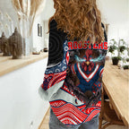 Sydney Roosters Women Casual Shirt The Scream of Lightning Eyes - Indigenous Dot Ripping Effect