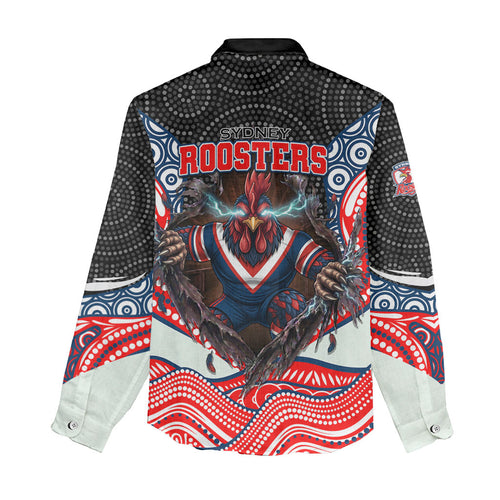 Sydney Roosters Women Casual Shirt The Scream of Lightning Eyes - Indigenous Dot Ripping Effect