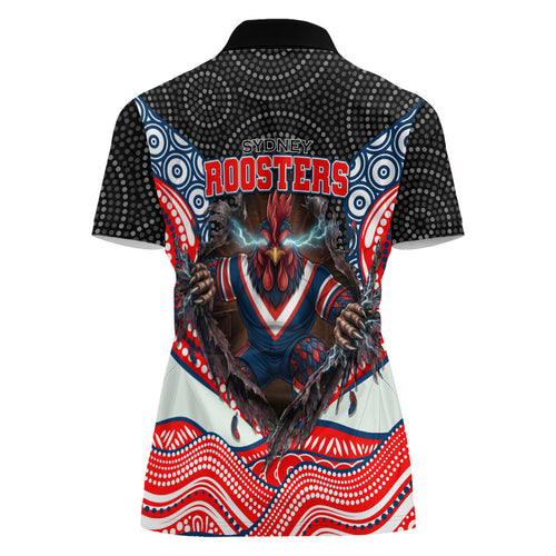 Sydney Roosters Women Polo Shirt The Scream of Lightning Eyes - Indigenous Dot Ripping Effect