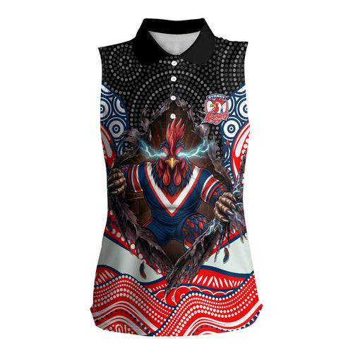Sydney Roosters Women Sleeveless Polo Shirt The Scream of Lightning Eyes - Indigenous Dot Ripping Effect