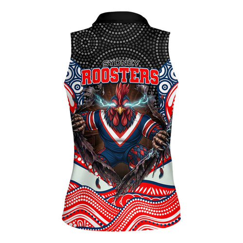 Sydney Roosters Women Sleeveless Polo Shirt The Scream of Lightning Eyes - Indigenous Dot Ripping Effect