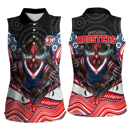 Sydney Roosters Women Sleeveless Polo Shirt The Scream of Lightning Eyes - Indigenous Dot Ripping Effect