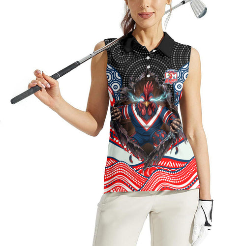 Sydney Roosters Women Sleeveless Polo Shirt The Scream of Lightning Eyes - Indigenous Dot Ripping Effect