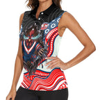Sydney Roosters Women Sleeveless Polo Shirt The Scream of Lightning Eyes - Indigenous Dot Ripping Effect