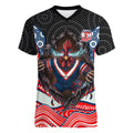 Sydney Roosters Women V-Neck T-Shirt The Scream of Lightning Eyes - Indigenous Dot Ripping Effect