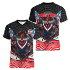 Sydney Roosters Women V-Neck T-Shirt The Scream of Lightning Eyes - Indigenous Dot Ripping Effect