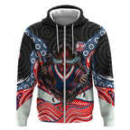 Sydney Roosters Zip Hoodie The Scream of Lightning Eyes - Indigenous Dot Ripping Effect