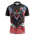 Sydney Roosters Zipper Polo Shirt The Scream of Lightning Eyes - Indigenous Dot Ripping Effect