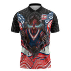 Sydney Roosters Zipper Polo Shirt The Scream of Lightning Eyes - Indigenous Dot Ripping Effect