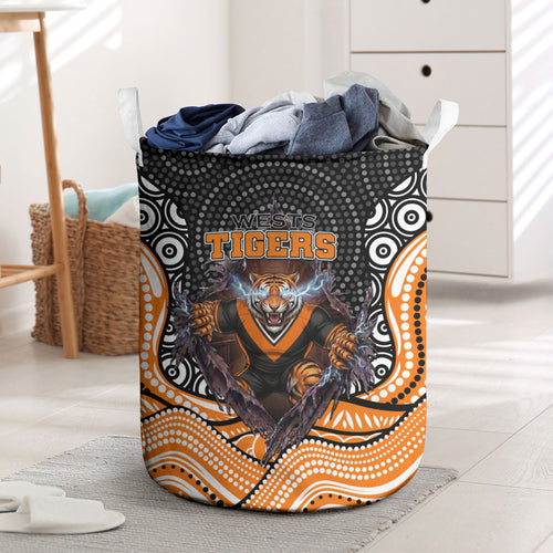 Wests Tigers Laundry Basket The Scream of Lightning Eyes - Indigenous Dot Ripping Effect