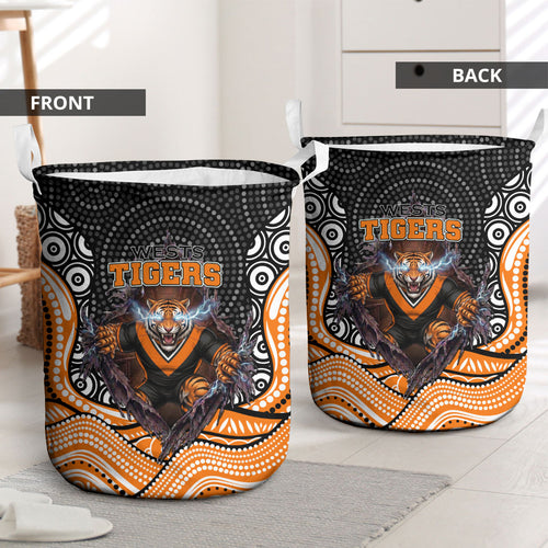 Wests Tigers Laundry Basket The Scream of Lightning Eyes - Indigenous Dot Ripping Effect
