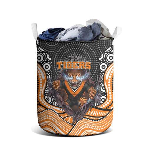 Wests Tigers Laundry Basket The Scream of Lightning Eyes - Indigenous Dot Ripping Effect