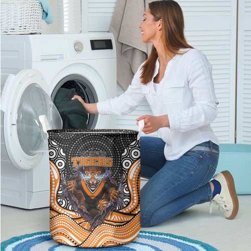 Wests Tigers Laundry Basket The Scream of Lightning Eyes - Indigenous Dot Ripping Effect
