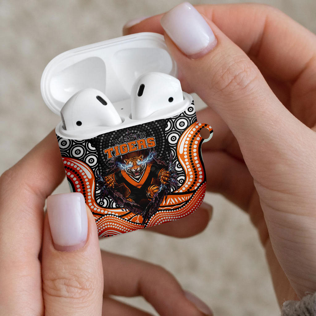 Wests Tigers AirPods Case The Scream of Lightning Eyes - Indigenous Dot Ripping Effect