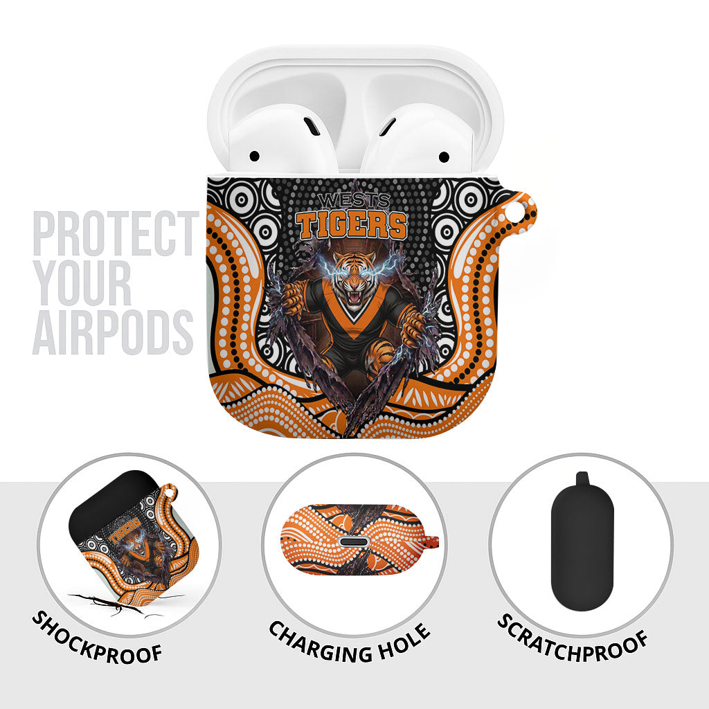 Wests Tigers AirPods Case The Scream of Lightning Eyes - Indigenous Dot Ripping Effect