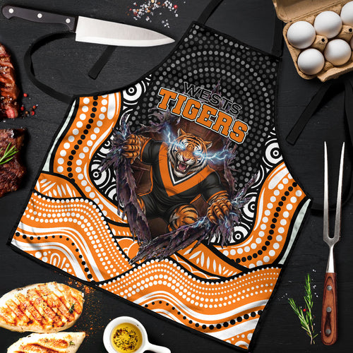 Wests Tigers Apron The Scream of Lightning Eyes - Indigenous Dot Ripping Effect