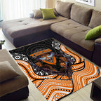 Wests Tigers Area Rug The Scream of Lightning Eyes - Indigenous Dot Ripping Effect